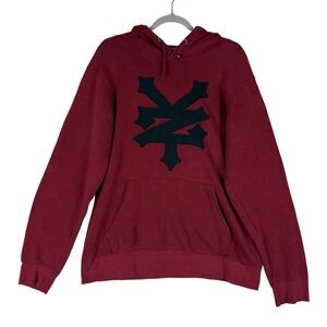 Zoo York Hoodie Mens Large Red Pullover Fleece Logo Graphic Skate Streetwear